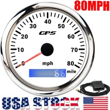 85mm Waterproof Gps Speedometer Gauge 0-80mph White For Motorcycles Boat Car Us