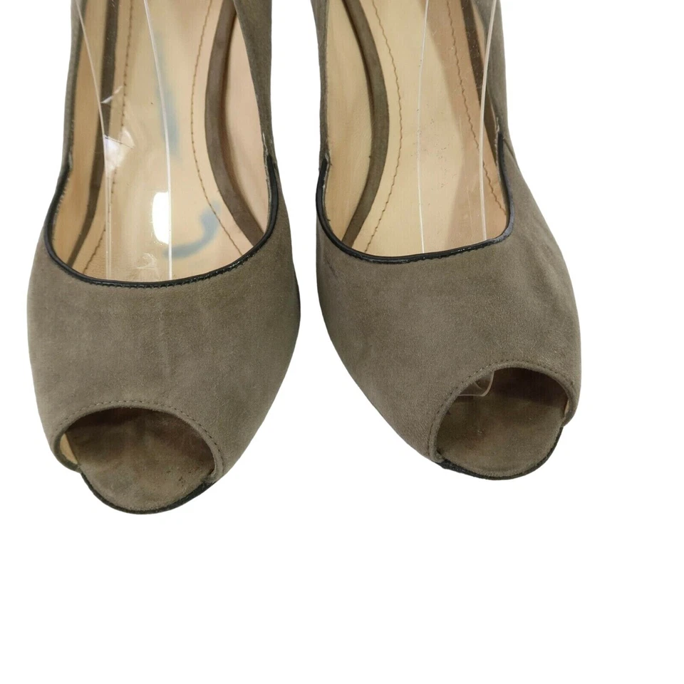 Zapatos de salón MAX MARA gris con ribete negro gamuza punta abierta 40 IT 10 EE. UU. Foto 4 de 4