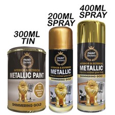 Metallic Spray Paint Aerosol Gold Silver Copper Wood Metal Plastic All Purpose
