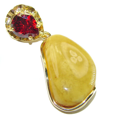 Vintage Beauty Authentic Baltic Amber 14K Gold over .925 Sterling Silver handcr
