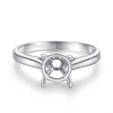 925 Sterling Silver Semi Mount Ring Setting 6mm Round Solitaire Wedding Ring