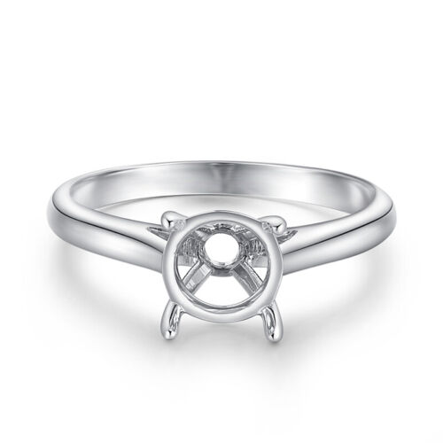 Round 7.5mm To 8mm Sterling Silver Solitaire Semi Mount Prong Empty Ring Setting