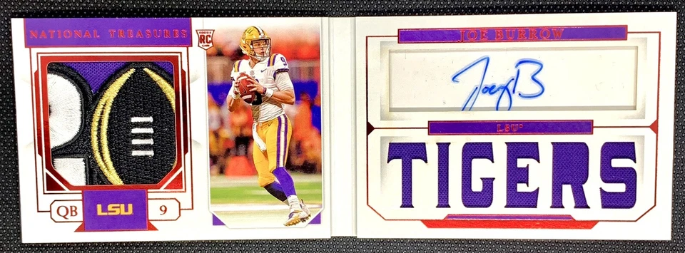 GRADED! 2020 NATIONAL TREASURES JOE BURROW 1/5 AUTO WORN PATCH BOOKLET! 🔥 - Image 3 of 4