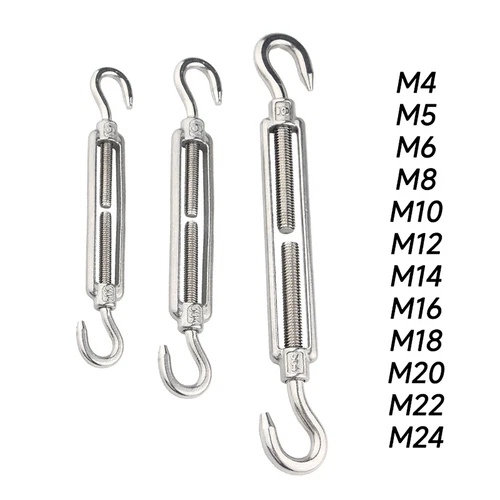 Turnbuckle Wire Tensioner Strainer Stainless Steel Hook and Rope Cable Tension - Picture 10 of 19