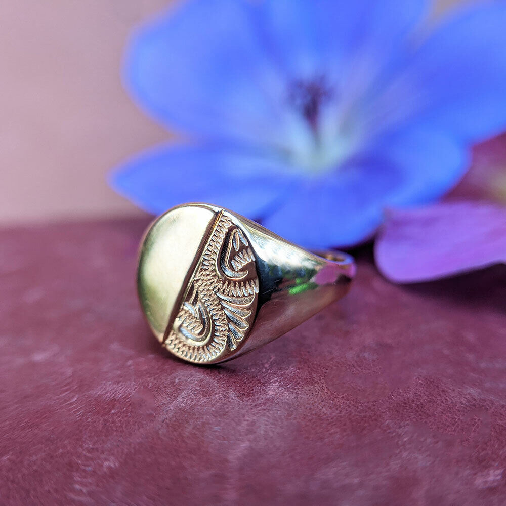 Floral Signet Gold Ring – Pineal Vision Jewelry