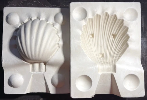 Vintage Holland Ceramic Slip Casting Mold Footed Shell Dish Soap H 799