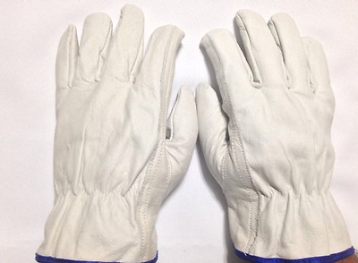 12 Pair Pack Cow Hide Grain Leather Driver, work ,safety golves Size   (L)