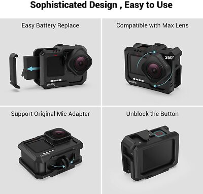 SmallRig GoPro Cage For Hero 12/11/10/9 - 3083C With Cold Shoe Mounts For Mic & Light 11 thumbnail image
