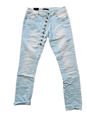 REDIAL super moderne Stretch Jeans hellblau - weiß , Knopfleiste Gr S ( 36 ) NEU