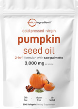 Pumpkin Seed Oil with Saw Palmetto, 3,000Mg per Serving, 300 Softgels  Cold Pre