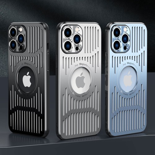 For iPhone 16 Pro Max 15 14 13 12 MagSafe Metal Case Heat Dissipation Shockproof - Picture 12 of 21