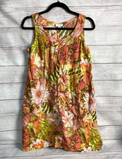 J. Jill Love Linen Women's Size Small Petite100 Linen Floral Print Summer Dress