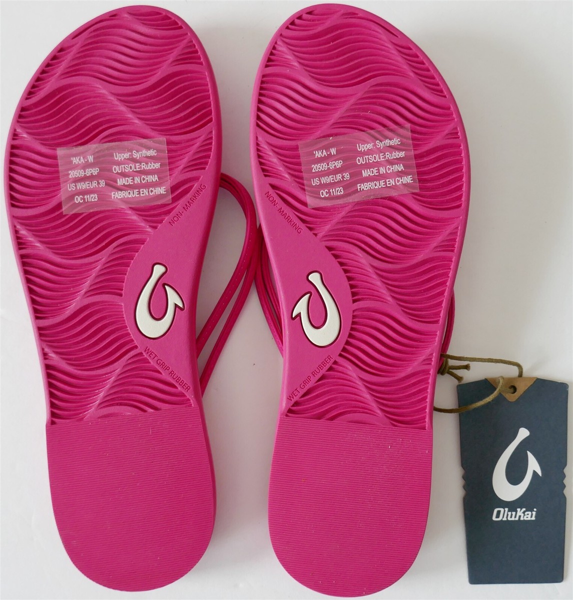 OluKai Pink Plumeria AKA Flip Flop Sandals US 9/EU 39 Arch Support