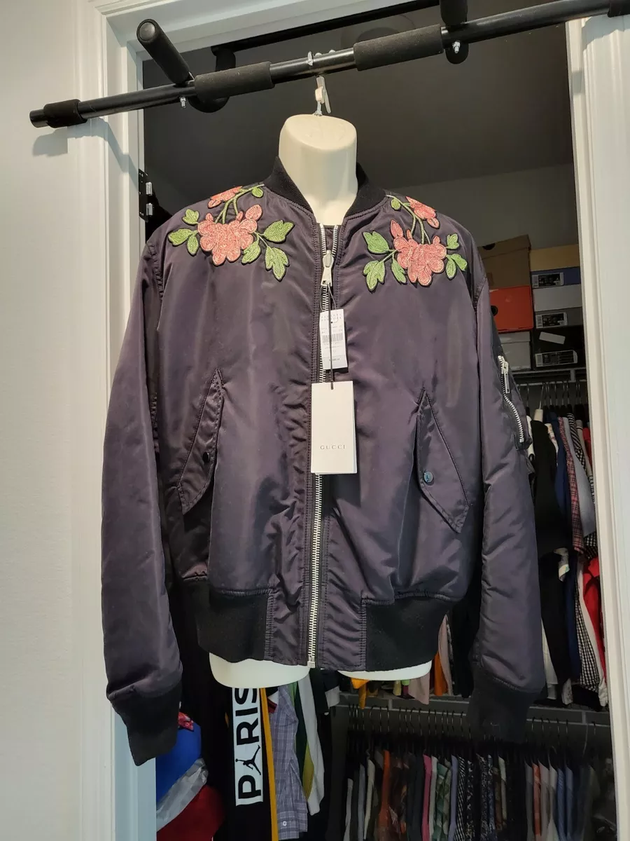 Gucci embroidered hotsell bomber jacket