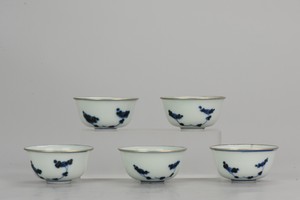 Rare! Antique Chinese 16/17 c Ming Dynasty Set Of Tea Bowls China Porcelain