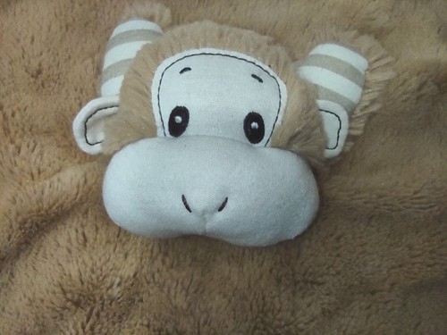 Gund Baby Silly Stripes Monkey Lovey Security Blanket Brown Cream 12" Square - Picture 13 of 15
