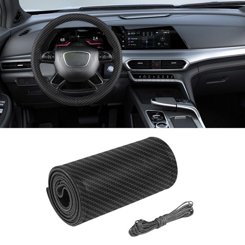 PU Leather Steering Wheel Cover – Good Grip, Fits 15/37-38cm Wheels, Easy Install, Black