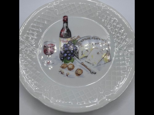 Philippe Deshoulieres French Porcelain Canape Appetizer St. Emilion Wine Plate - Picture 5 of 5