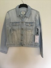 Forever 21 Ladies Faded Denim Bomber Jacket Sz L Bnwt ( B40)