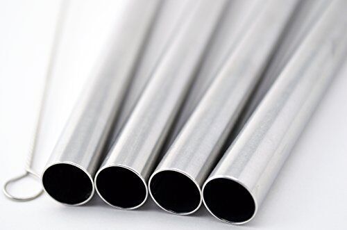 4 Pajitas de Acero Inoxidable Paja Grande Extra Anchas 1/2"" x 9.5"" Largas GRASA - - Imagen 3 de 6