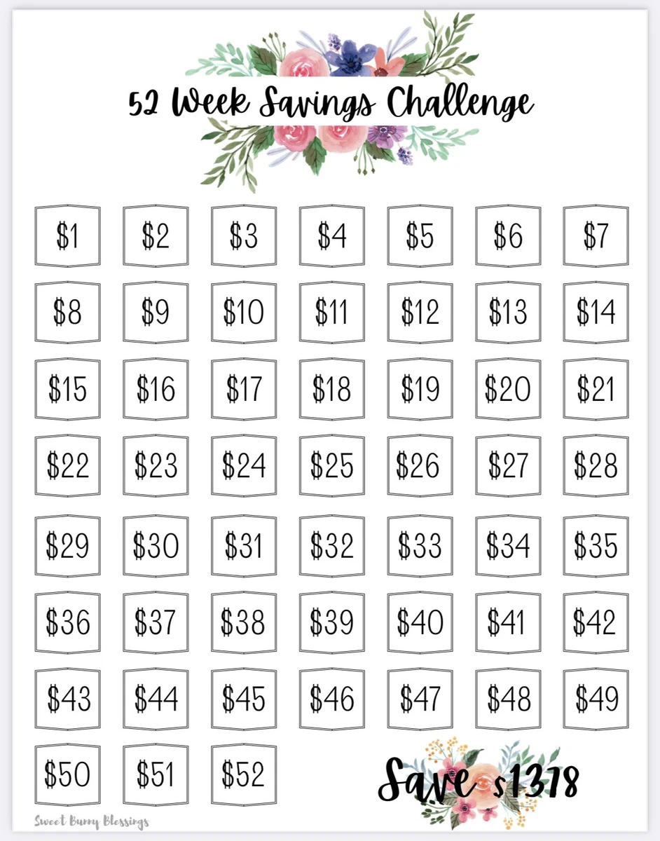 52 Week Money Challenge Chart
