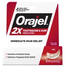 Orajel Instant Pain Relief Gel, 2x Strength, 0.25 oz (Pack of 1)	