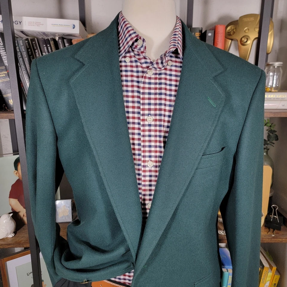 VTG Pendleton Men's Flannel Sport Coat Blazer Two Button Green Virgin Wool 42L - Image 2 of 4