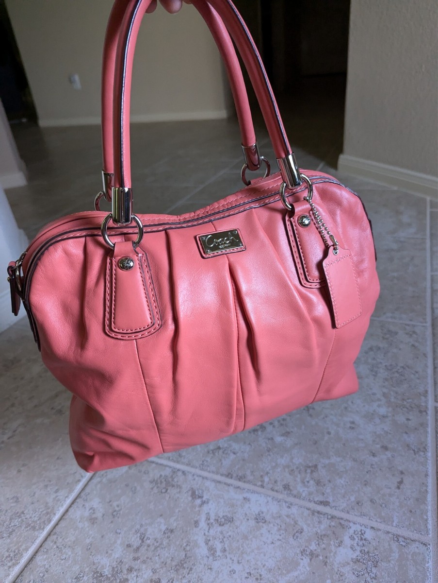 Coach Kristin Leather Pleated Satchel Bag Pink Coral  Coach Kristin Pleated Satchel main image 0
