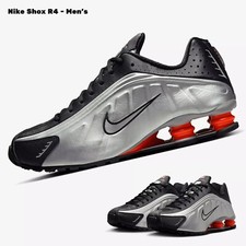 Nike Shox R4 Shoes Black Red Metallic Silver HQ1988-002 Men's Sizes NEW