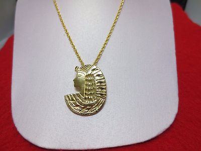 14 Karat Vergoldet Ägyptische Cleopatra Anhänger & 30 '' 2.5MM French Seilkette