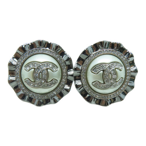 Chanel 99A Vintage pierced earrings stone Coco CC Cambon logo
