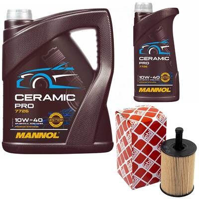 Motoröl Set MANNOL 10W-40 Ceramic Pro 6 Liter + Ölfilter für Audi Seat VW Golf