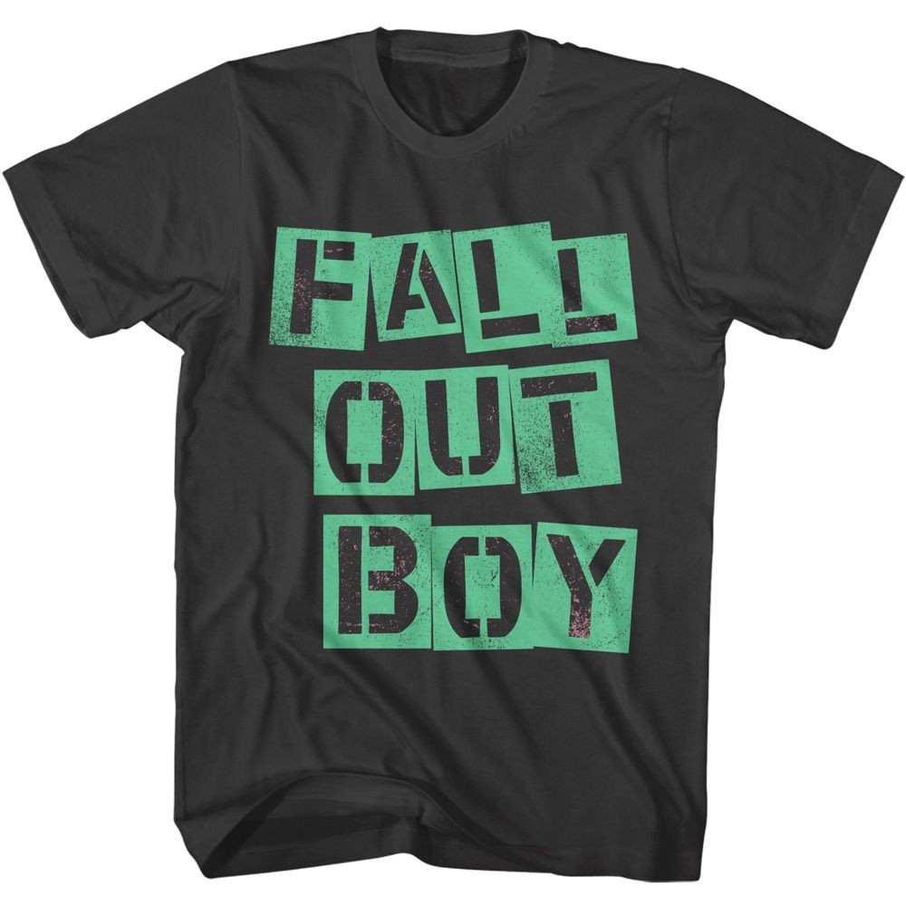 Fall out boy t-shirt voor heren met cutout logo en smoke design_voghion.com
