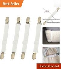 4-Pack Bed Sheet Clips: Adjustable, Durable Straps for Tidy, Wrinkle-Free Sheets