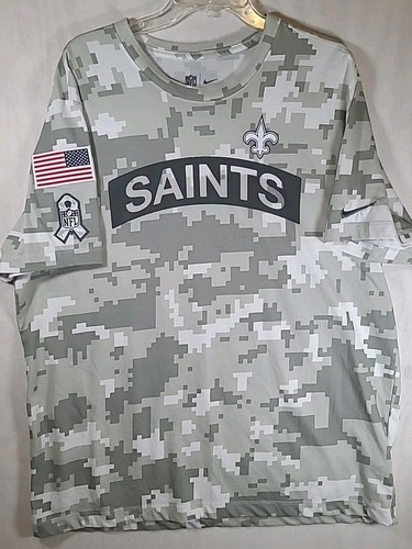 Nike New Orleans Saints T Shirt Mens XL NFL Salute To Service Camo Dri Fit