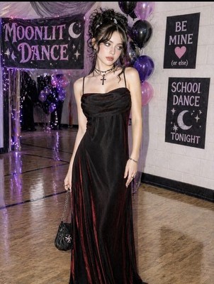 Vtg Molly Malloy Whimsigoth Iridescent Metallic Red Dress Y2k Fairy Vamp Sz 8 M