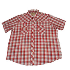 Wrangler Western Shirt Pearl Snap Front Red Plaid Short Sleeve Size 2XL Mens