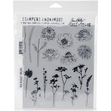Stampers Anonymous Tim Holtz Cling Stamps 7"X8.5"-Mini Bouquet