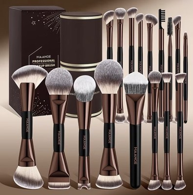MAANGE 18-teiliges doppelseitiges Pinselset professionelle Make-up Pinsel 