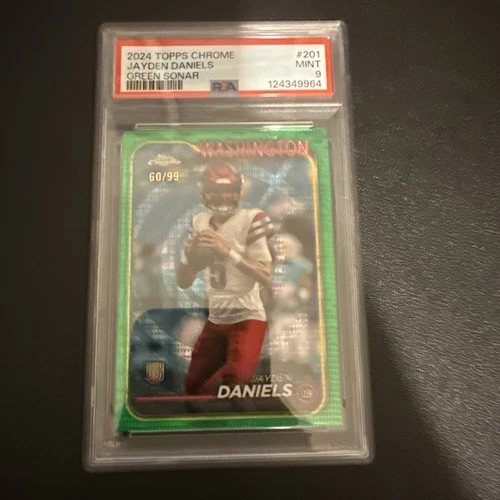 2024 Topps Chrome – Jayden Daniels Green sonar #201 Rookie /99 PSA 9