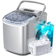 Portable Countertop Ice Maker Machine with Handle 9 Bullet-Shaped Ice Cubes R...