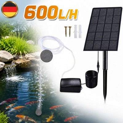 Solar Pumpe Aquarium Sauerstoffpumpe Teichbelüfter Luftpumpe Garten Oxygenator