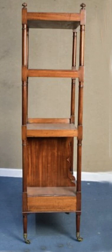 Auténtico etagere de caoba del período de la Regencia en patas giratorias. Inglés, circa 1820 Foto 3 de 4
