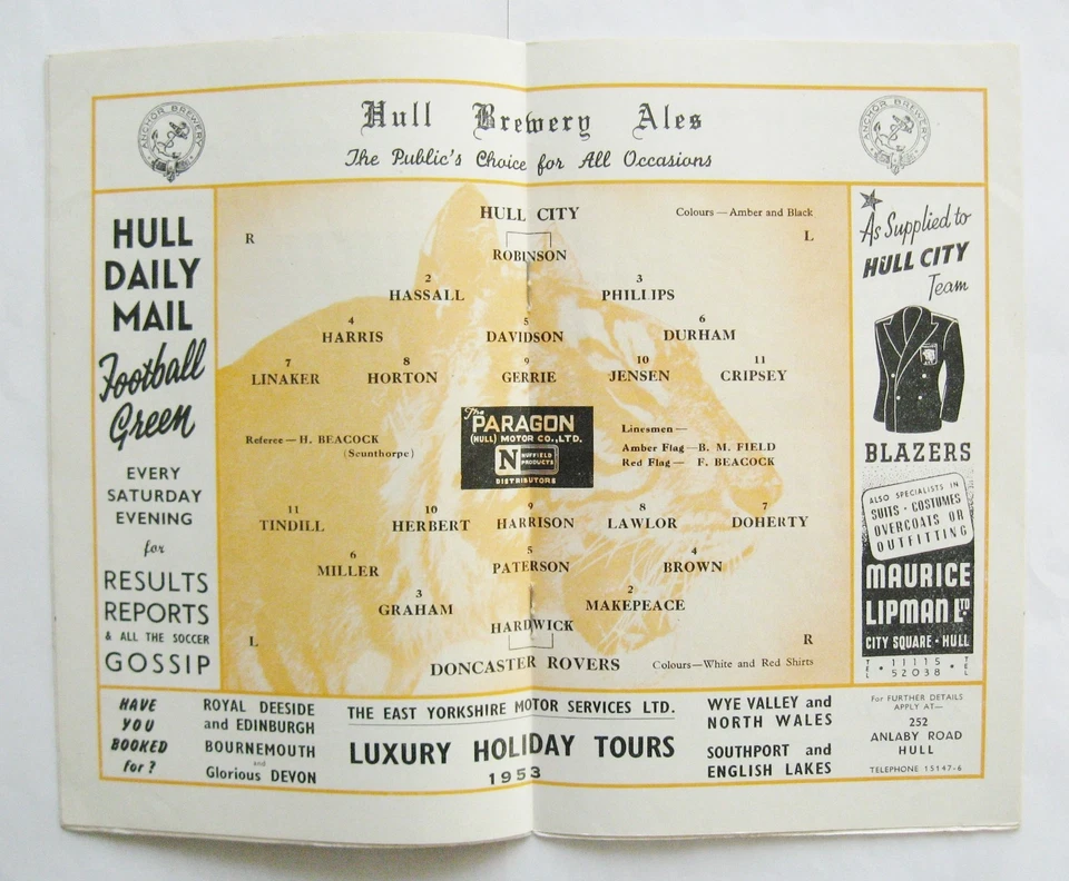 HULL CITY v DONCASTER ROVERS 1952/1953 *Excellent Condition Football Programme* - Image 2 of 2