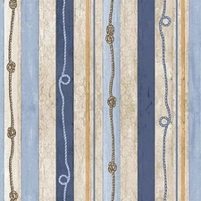 Nautical Fabric | Cobalt Seas Rope Knot Stripe Blue Beige | Henry Glass YARD