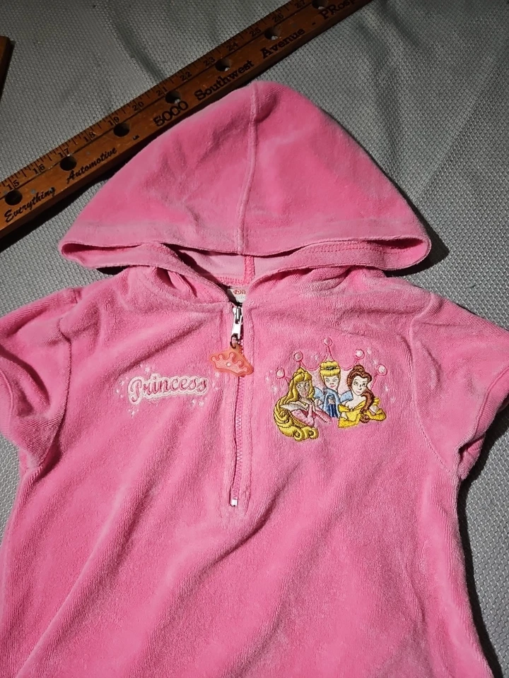Vestido Disney Jóvenes Niñas Talla 6 Pequeño Rosa Princesa Traje de Baño Encubrimiento Bordado Foto 2 de 4