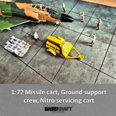 Basekraft 1/72 aircraft missile cart, support crew, Nitro cart for Diorama base