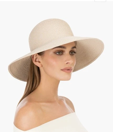 Eric Javits Women's Hampton Squishee IV Cream UPF 50+ Hat Summer Beach USA
