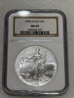 2000 Silver Eagle  NGC MS 69 Brown Label ~ PRISTINE ~ NO SPOTS (057)