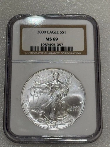 2000 Silver Eagle  NGC MS 69 Brown Label ~ PRISTINE ~ NO SPOTS (057)